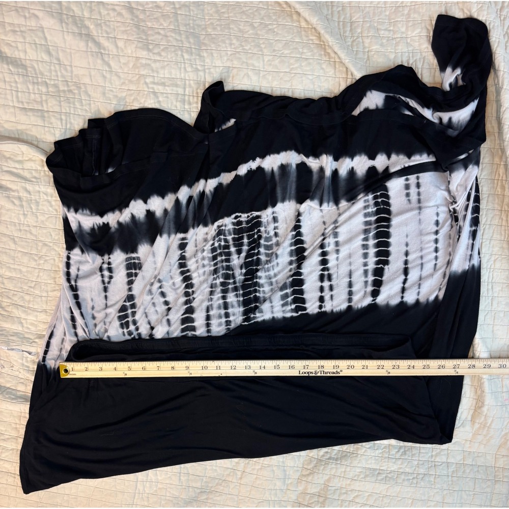 Avenue Plus Size 30/32 Black White Tie Dye Stripe Maxi Skirt Rayon Stretch USA - Picture 7 of 8
